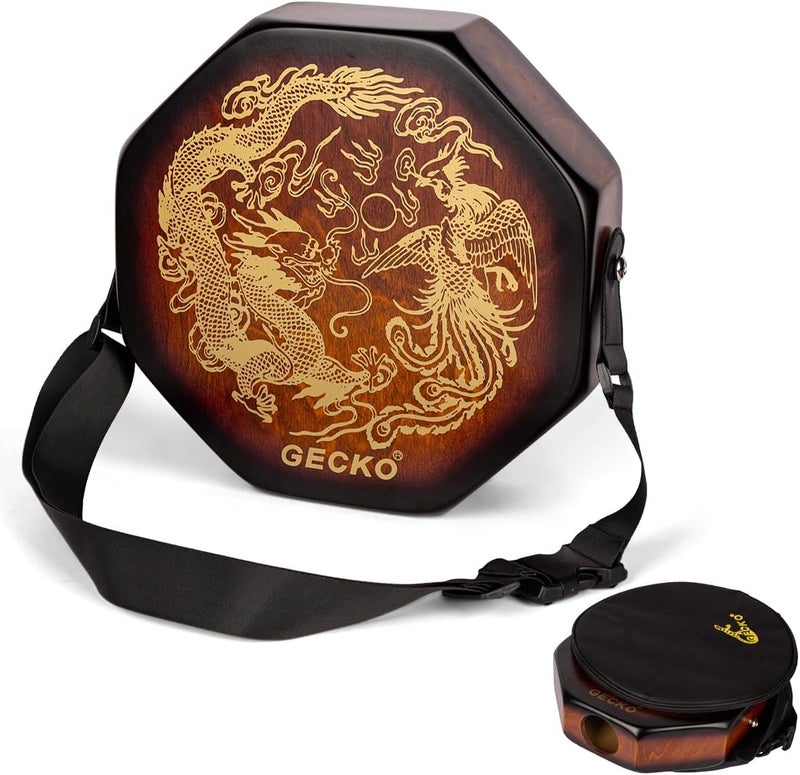 GECKO Octagonal Cajon Drum, Portable Hand Percussion Instrument with Detachable Strap & Carry Bag, Birchwood Body & Rich Sound (No pickup) - Image 1